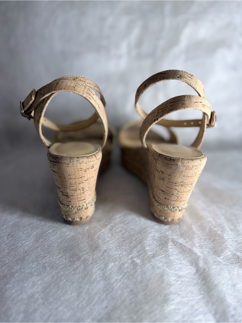 Jack Rogers Cork Wedge Sandals with Gold Trim - Picture 6 of 9